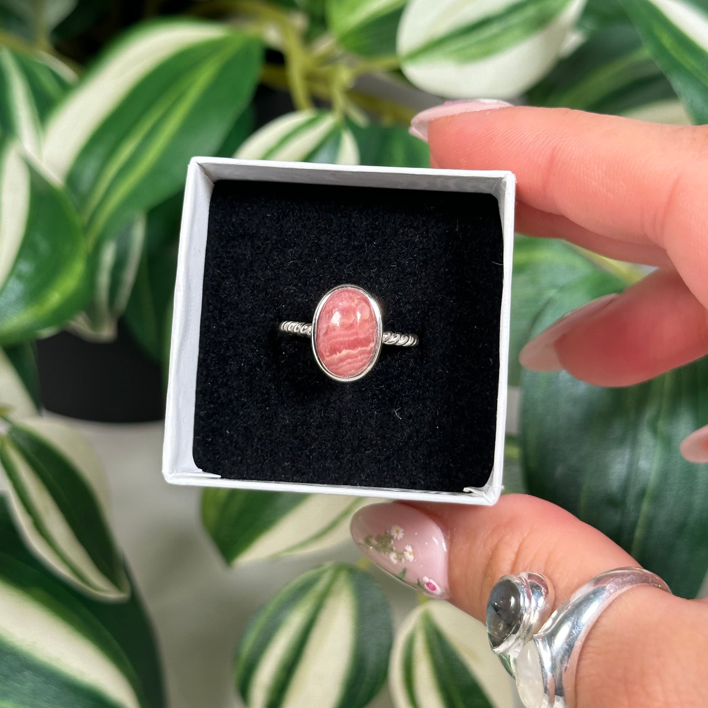 Size 5 rhodochrosite ring