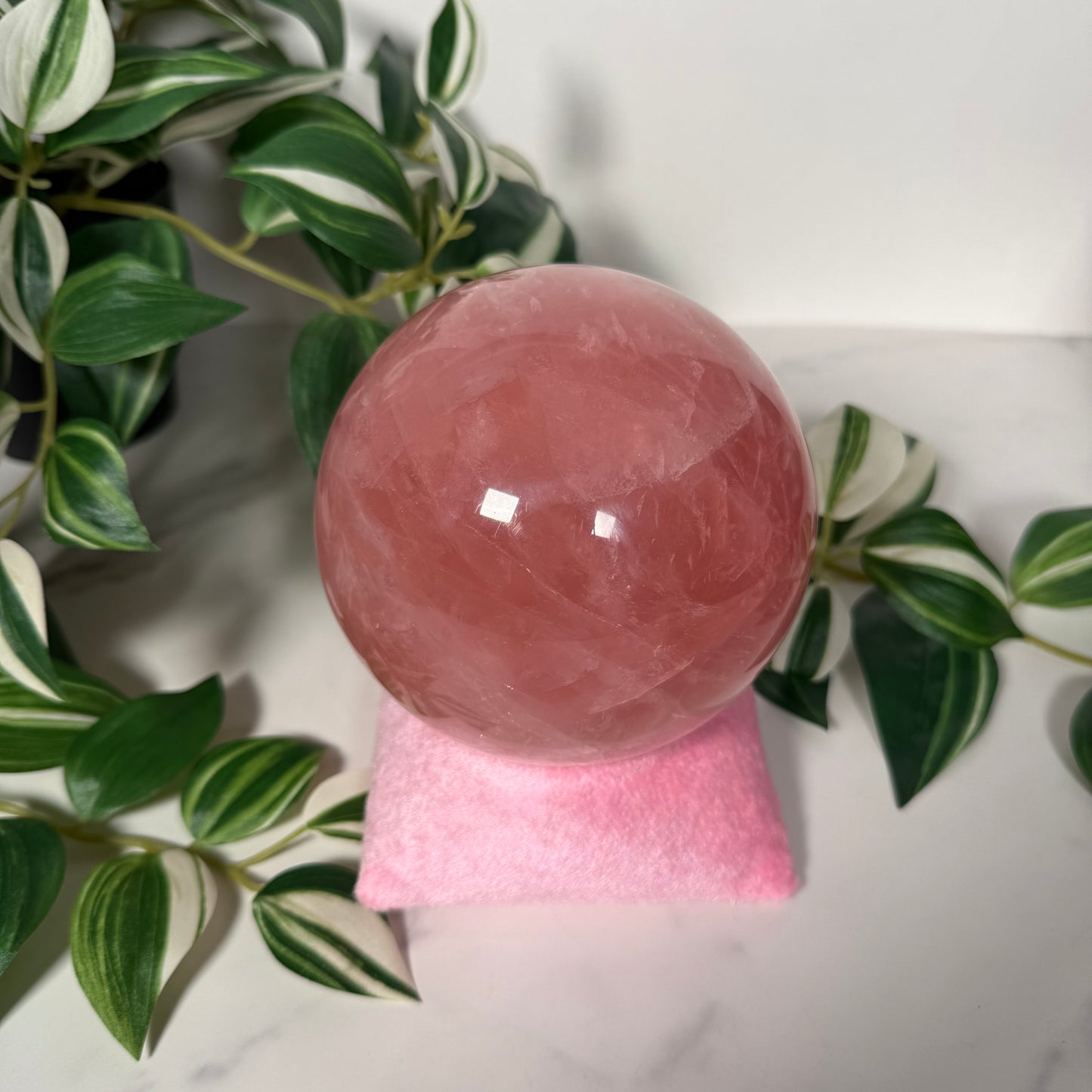 Rose quartz statement sphere