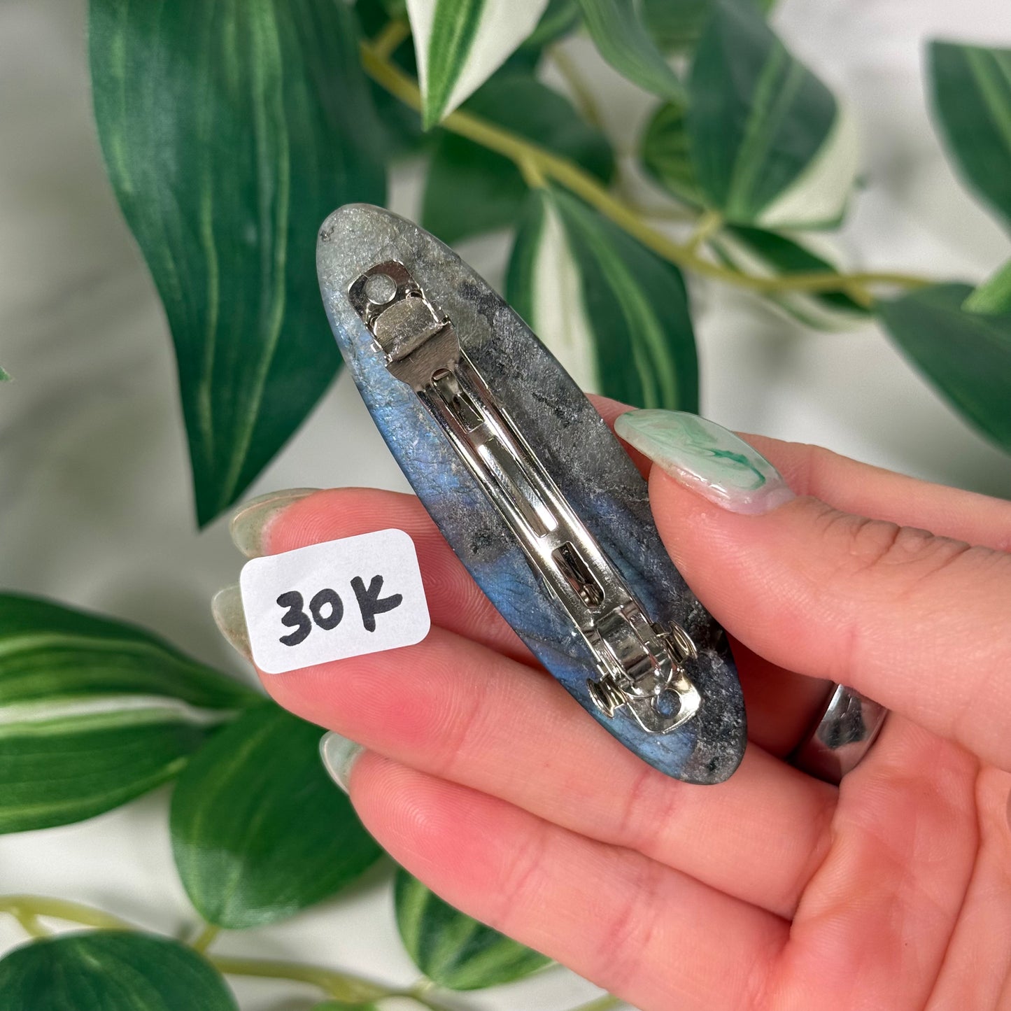 Blue labradorite hair clip K