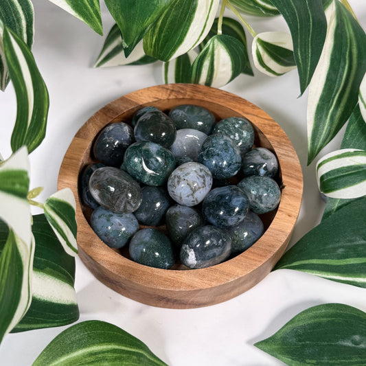 Moss agate tumble