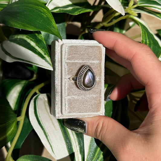 Size 7 pink labradorite ring B