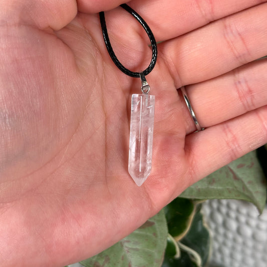 Clear quartz point pendant