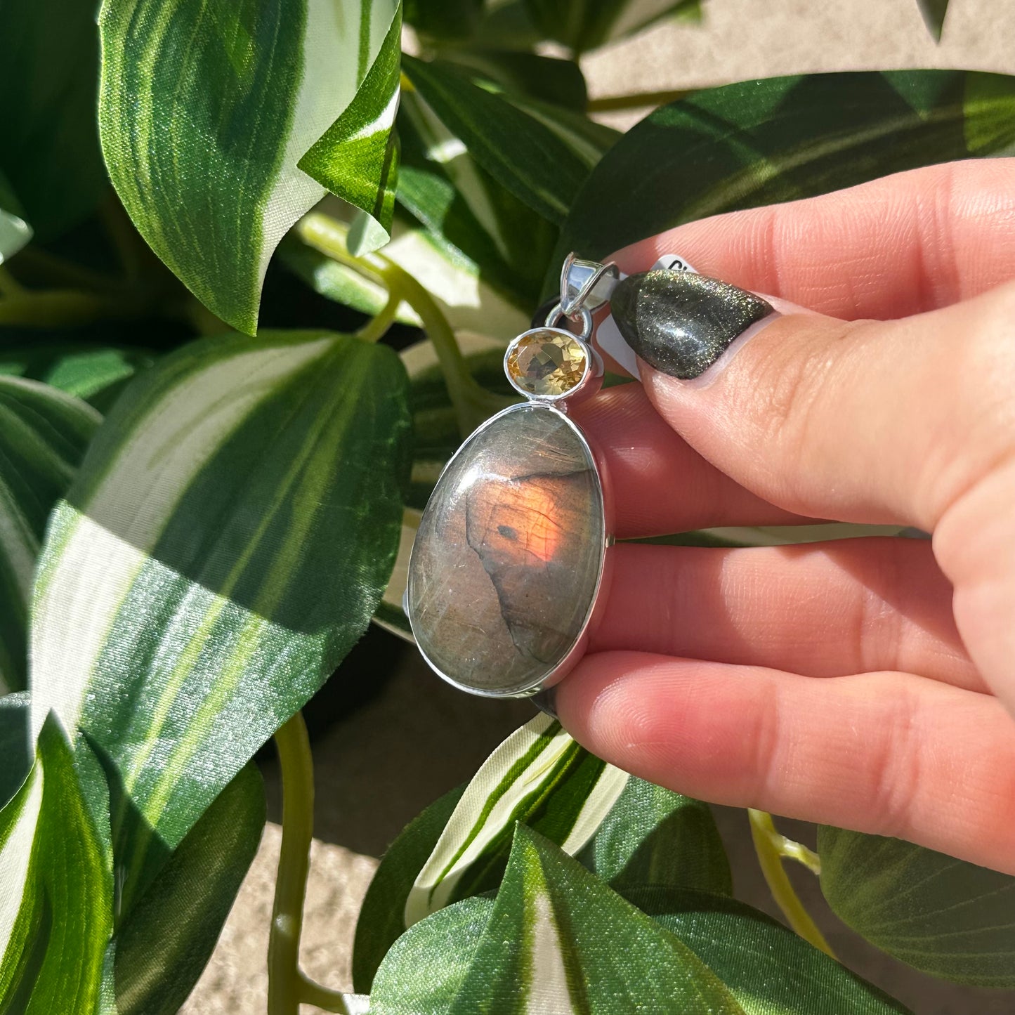 Labradorite and citrine pendant