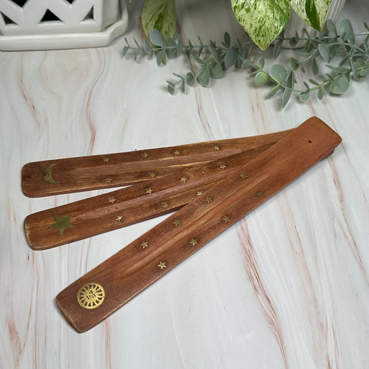 Mystery wood incense stick holder