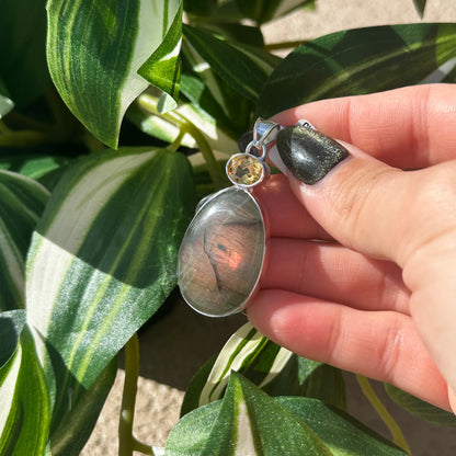 Labradorite and citrine pendant