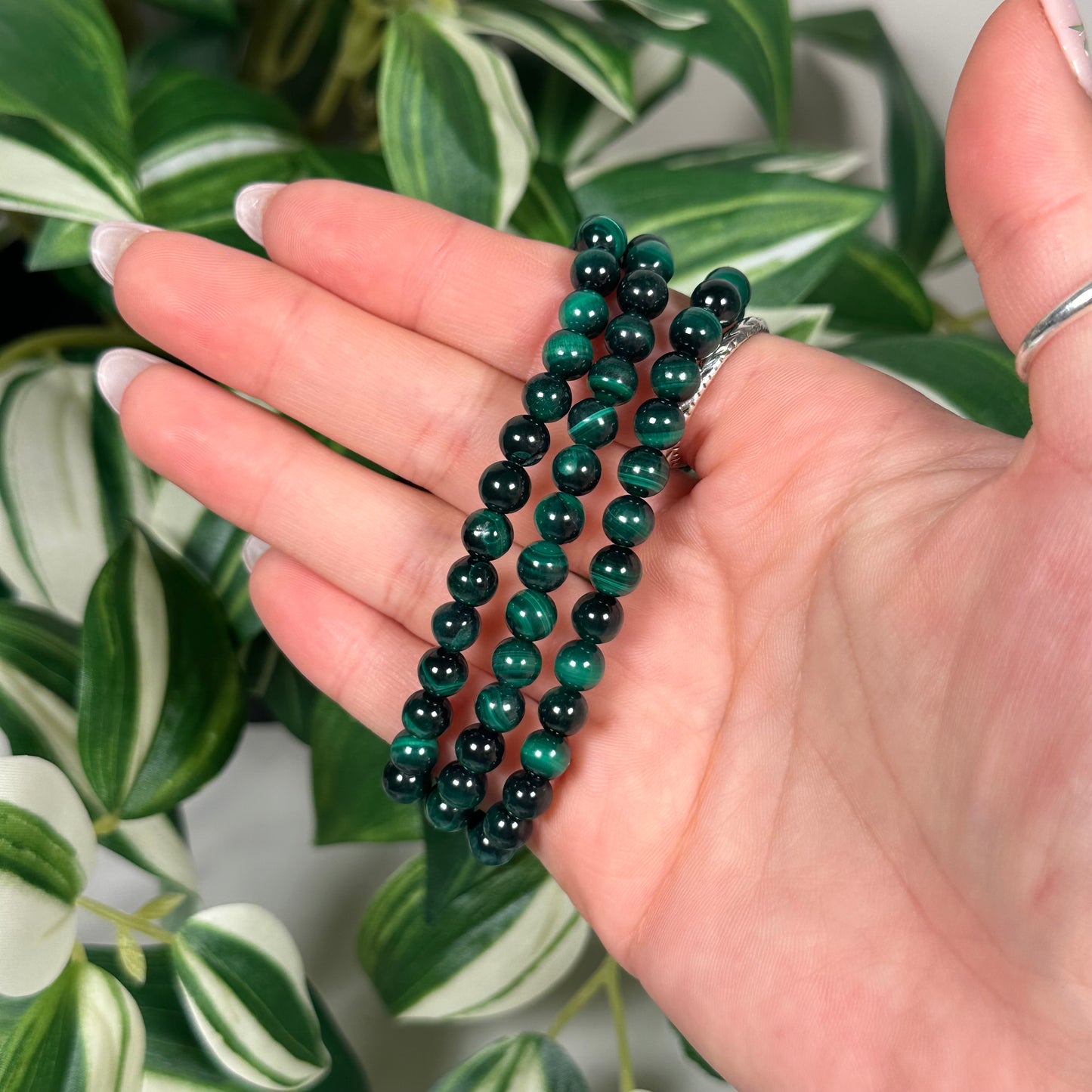 Chatoyant malachite bracelet 6mm