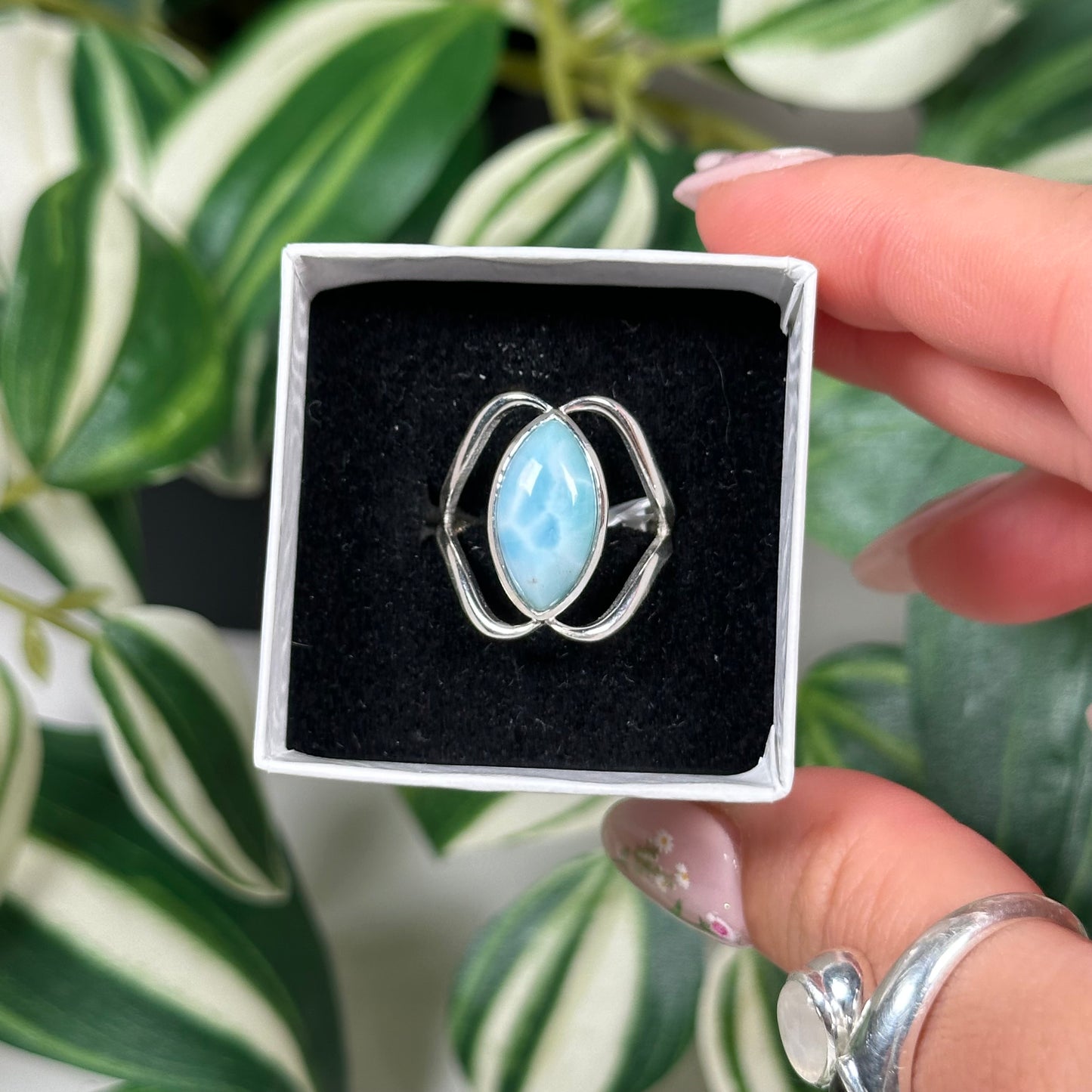 Size 7 larimar cage ring