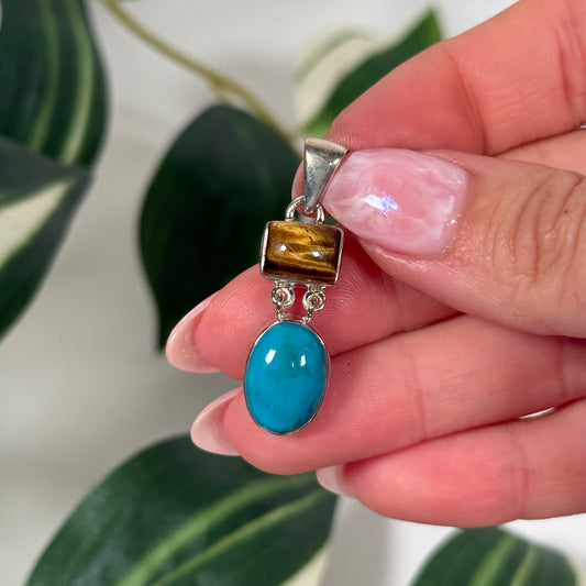 Tigers eye x turquoise pendant