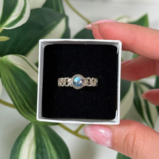 Rainbow moonstone ring (Sizes 5, 5.5, 6.5, 7.5, 8.5)