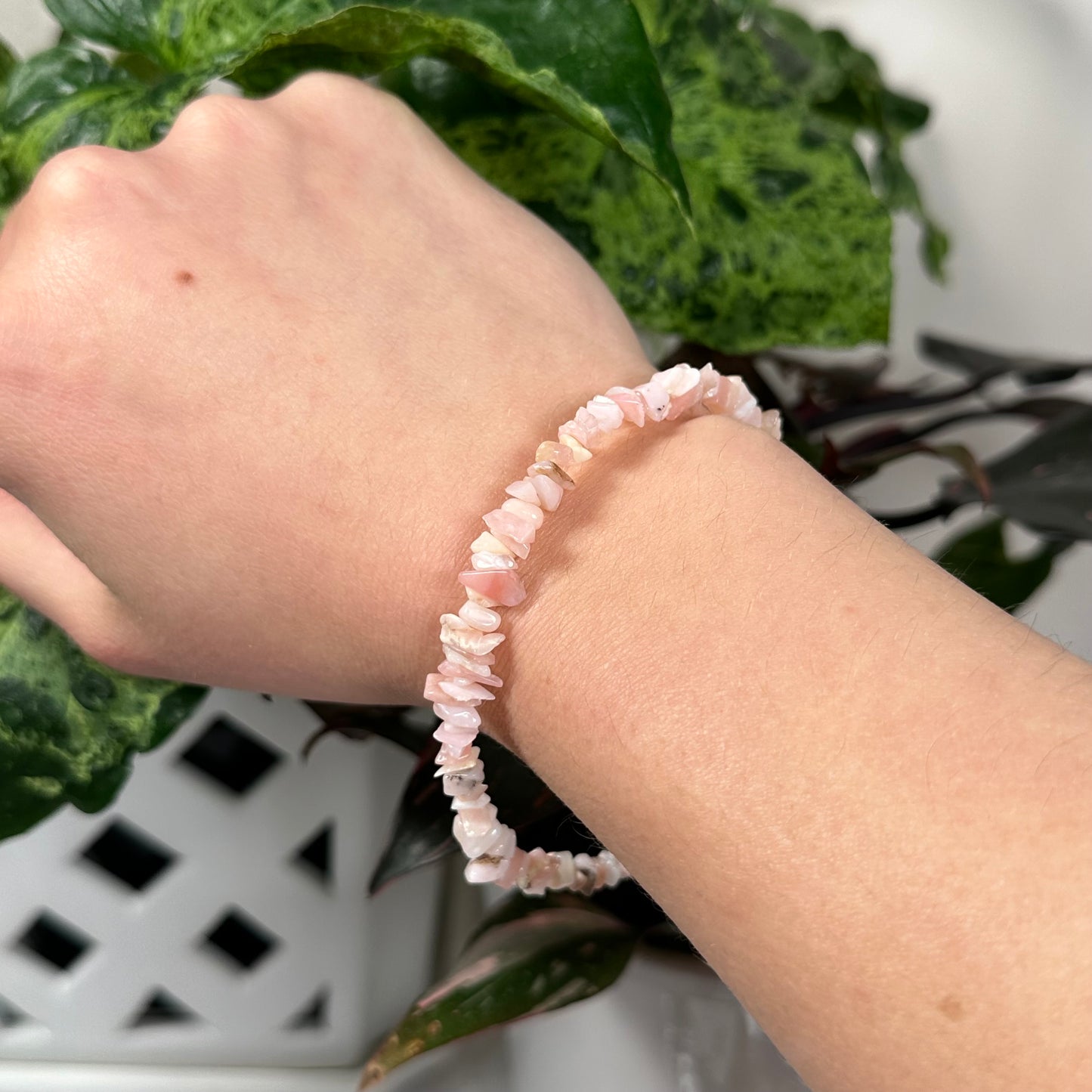 Pink opal chip clasp bracelet