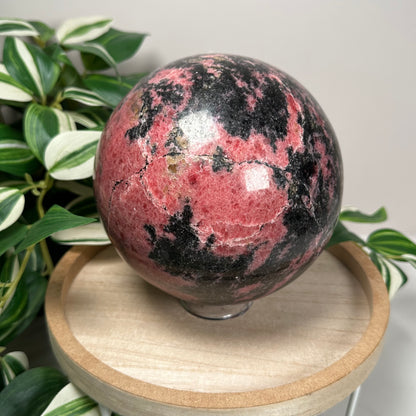 Large rhodonite sphere