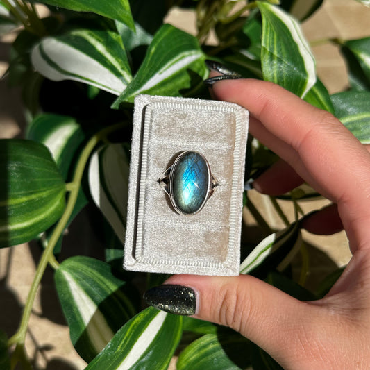 Size 6 labradorite ring