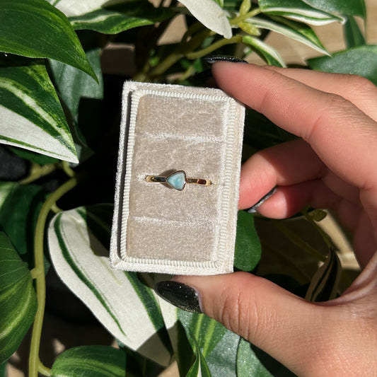 Gold plated triangle larimar ring (Sizes 8 & 9)