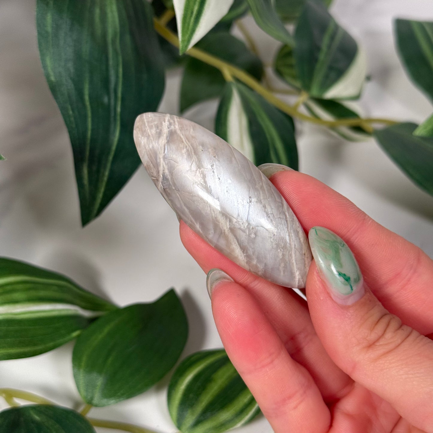 Green moonstone hair clip C