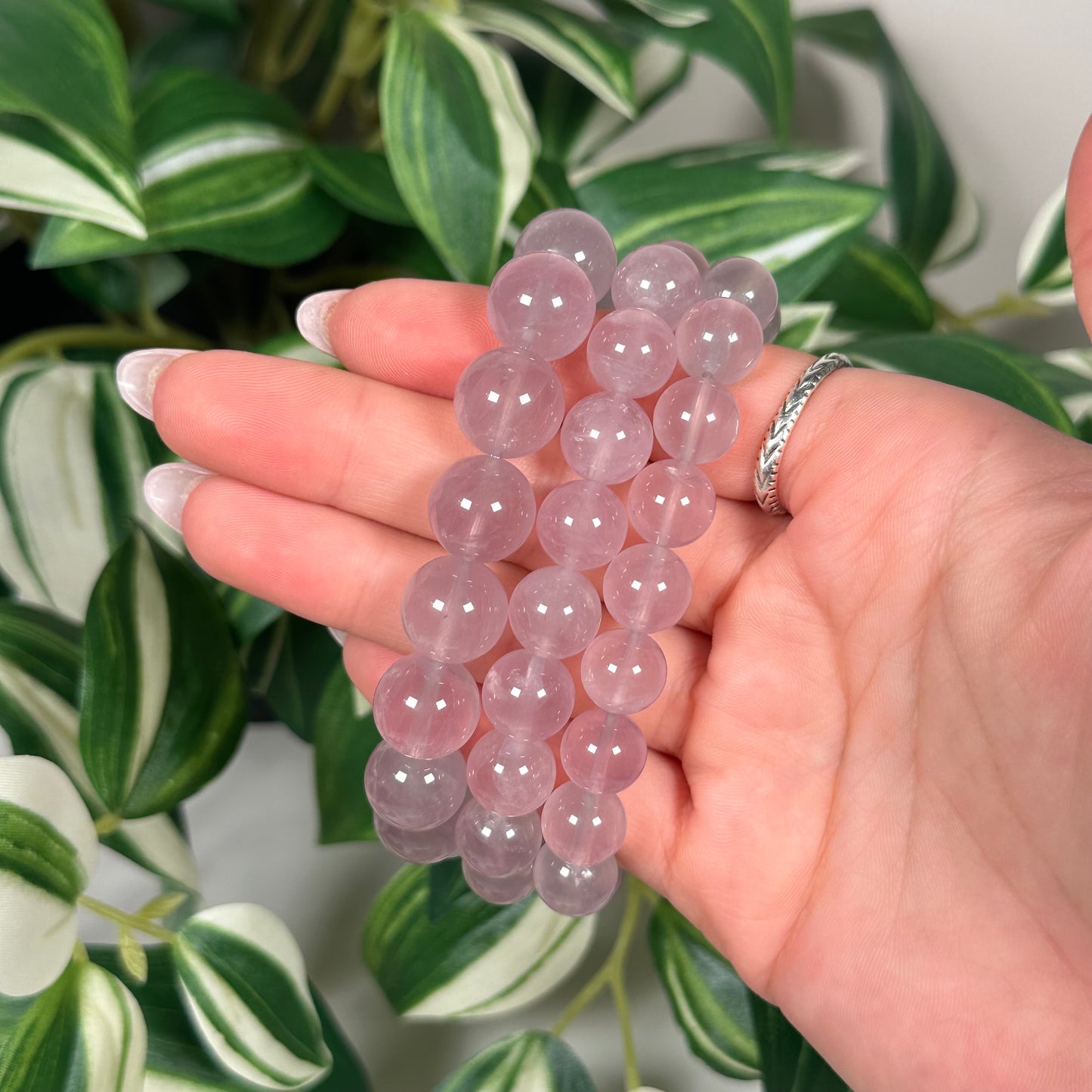 Periwinkle rose quartz bracelet 11/13mm