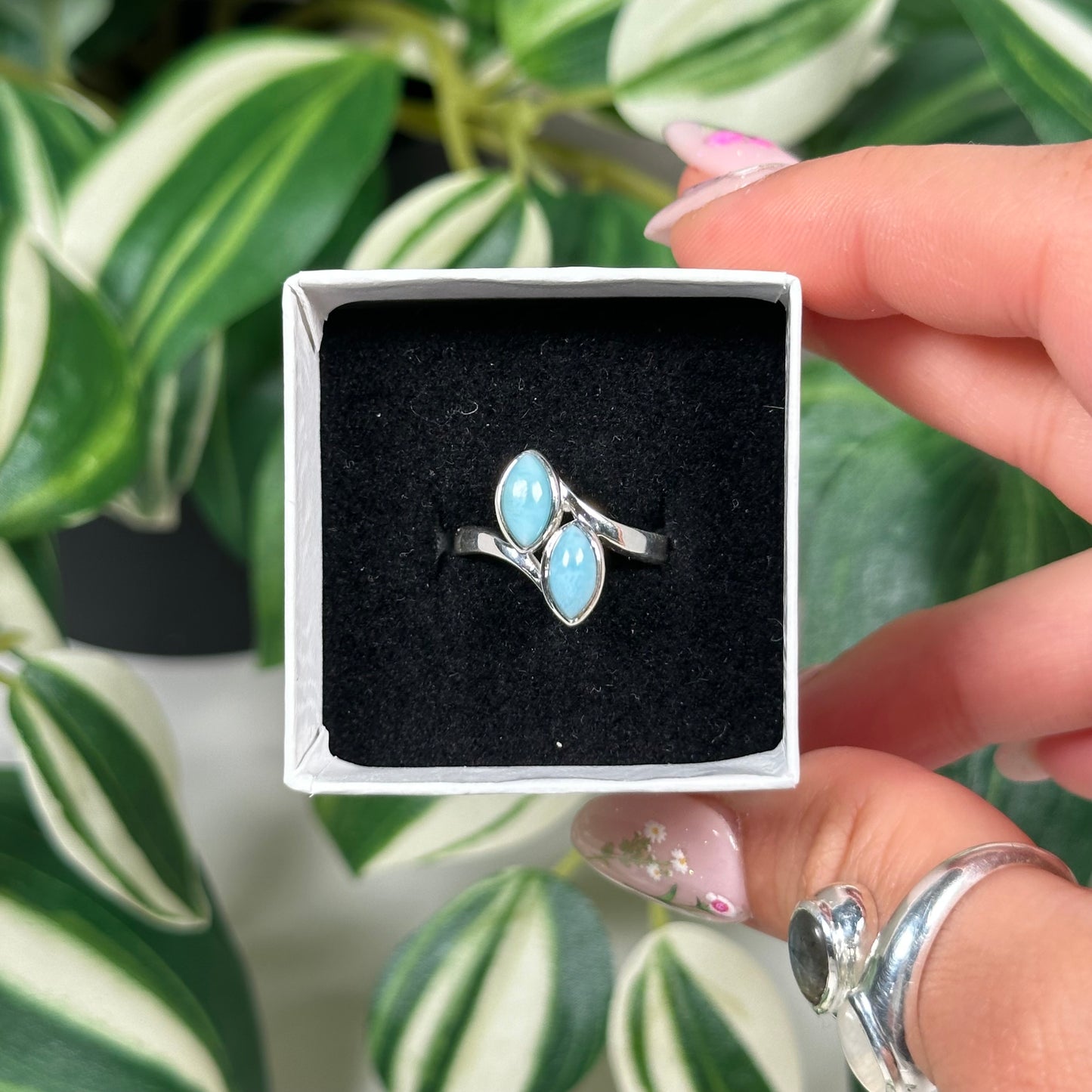 Larimar double marquis ring (size 6&7)