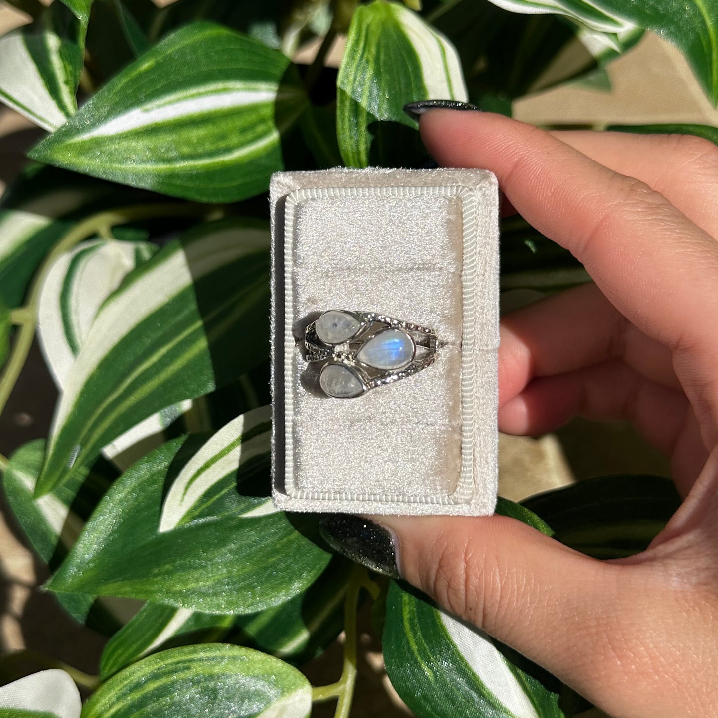 Size 10 triple moonstone ring