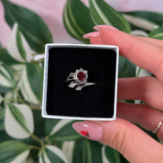 Size 6 garnet rose ring