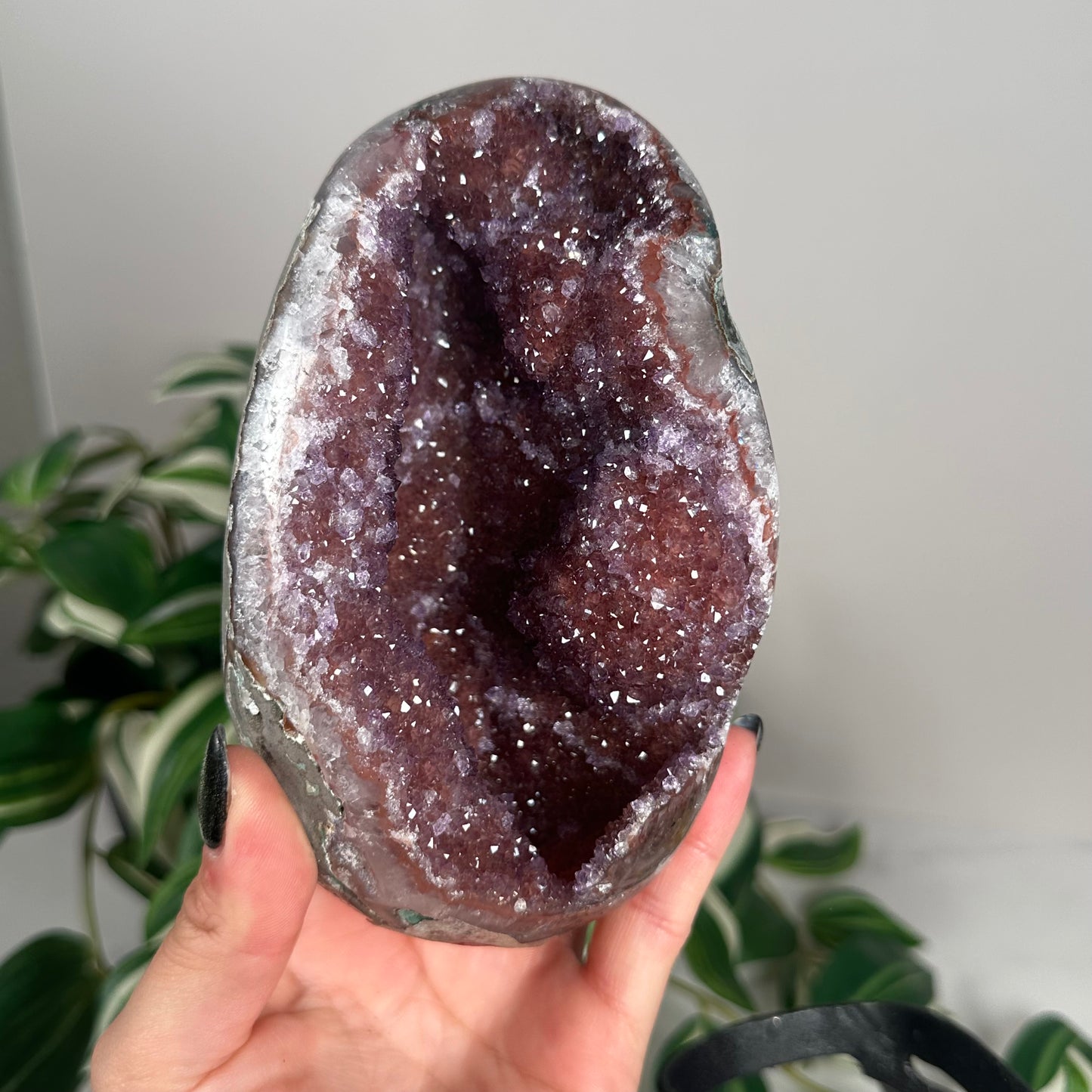 Red/purple amethyst on stand