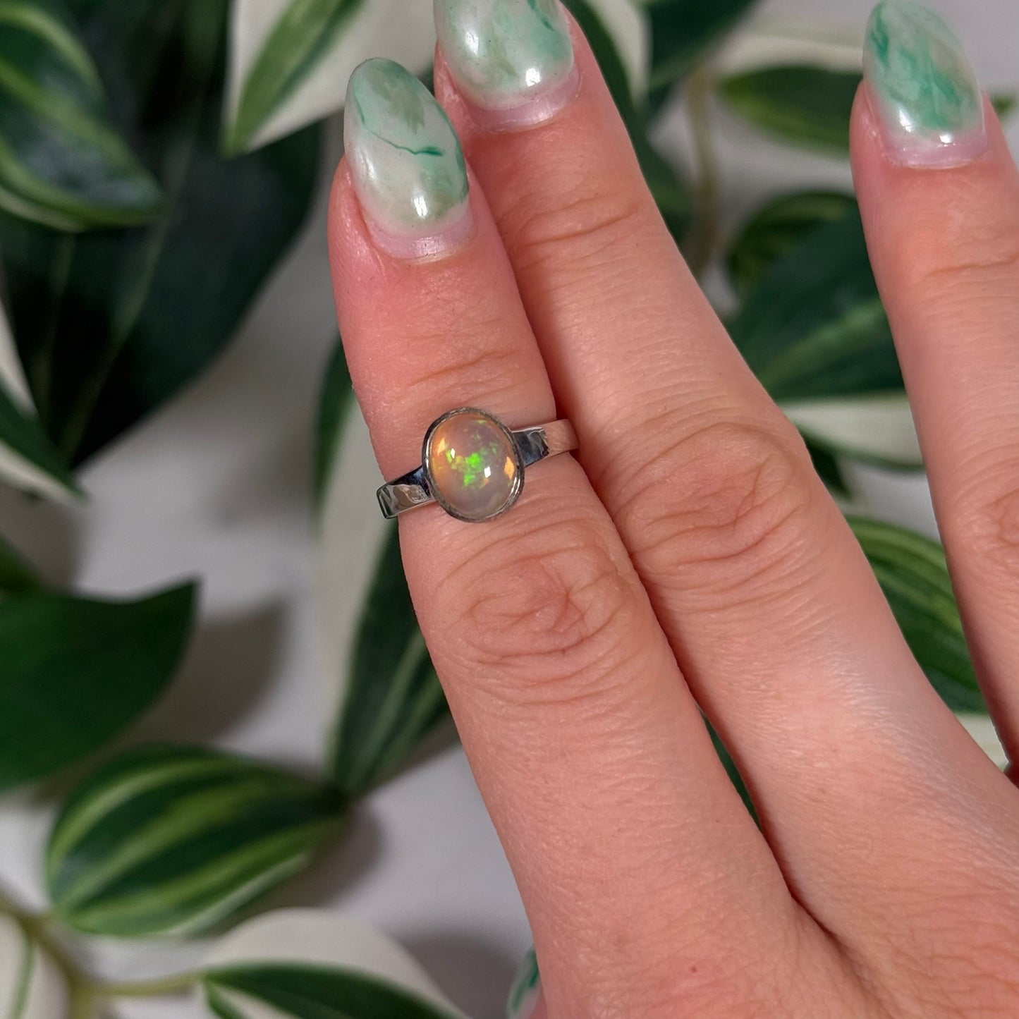 Size 5 Ethiopian opal ring E
