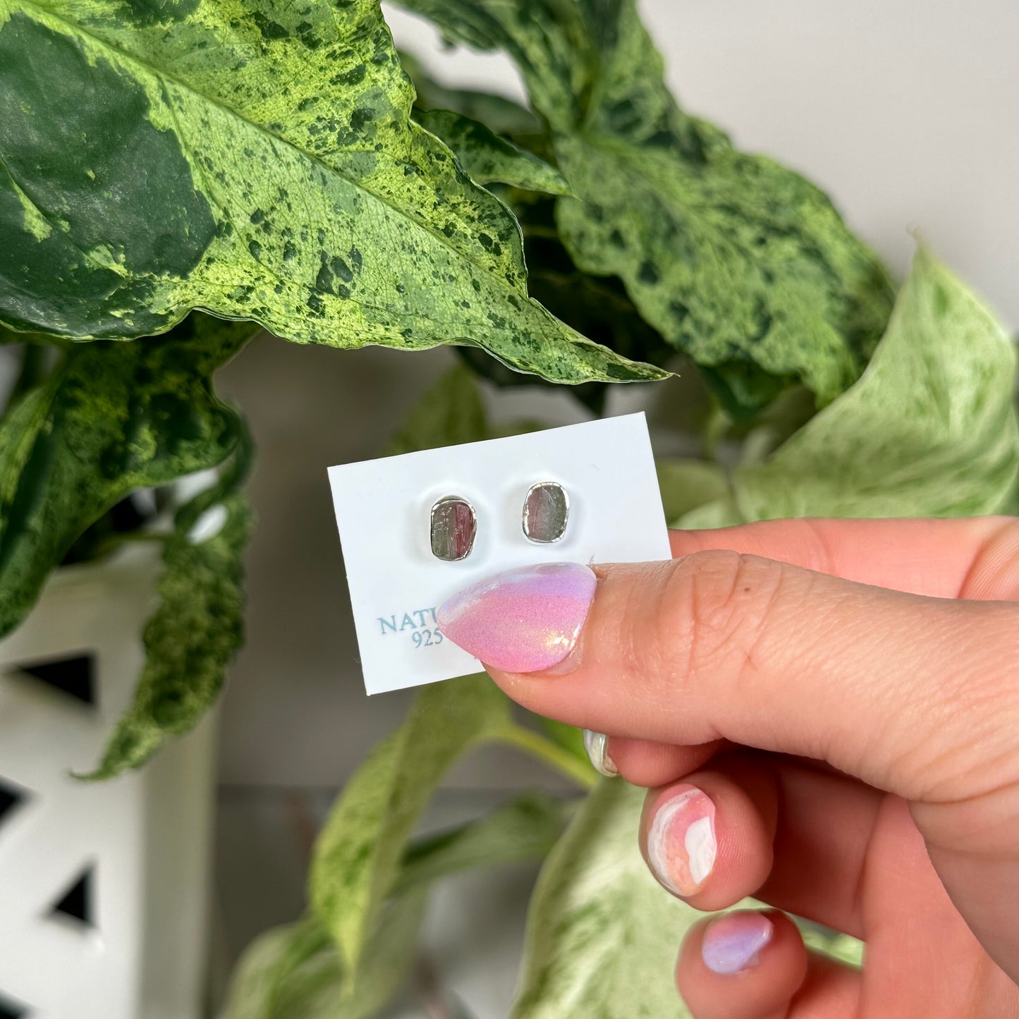 Watermelon tourmaline stud earrings