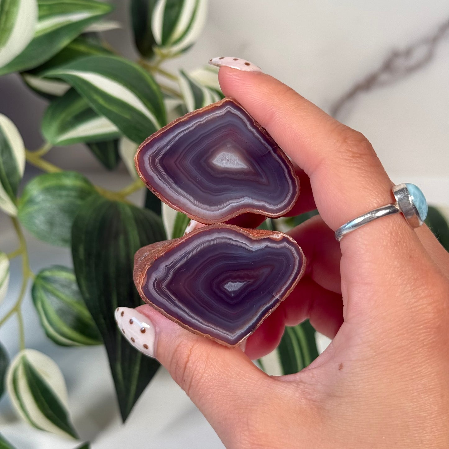 Swazi agate pair 85