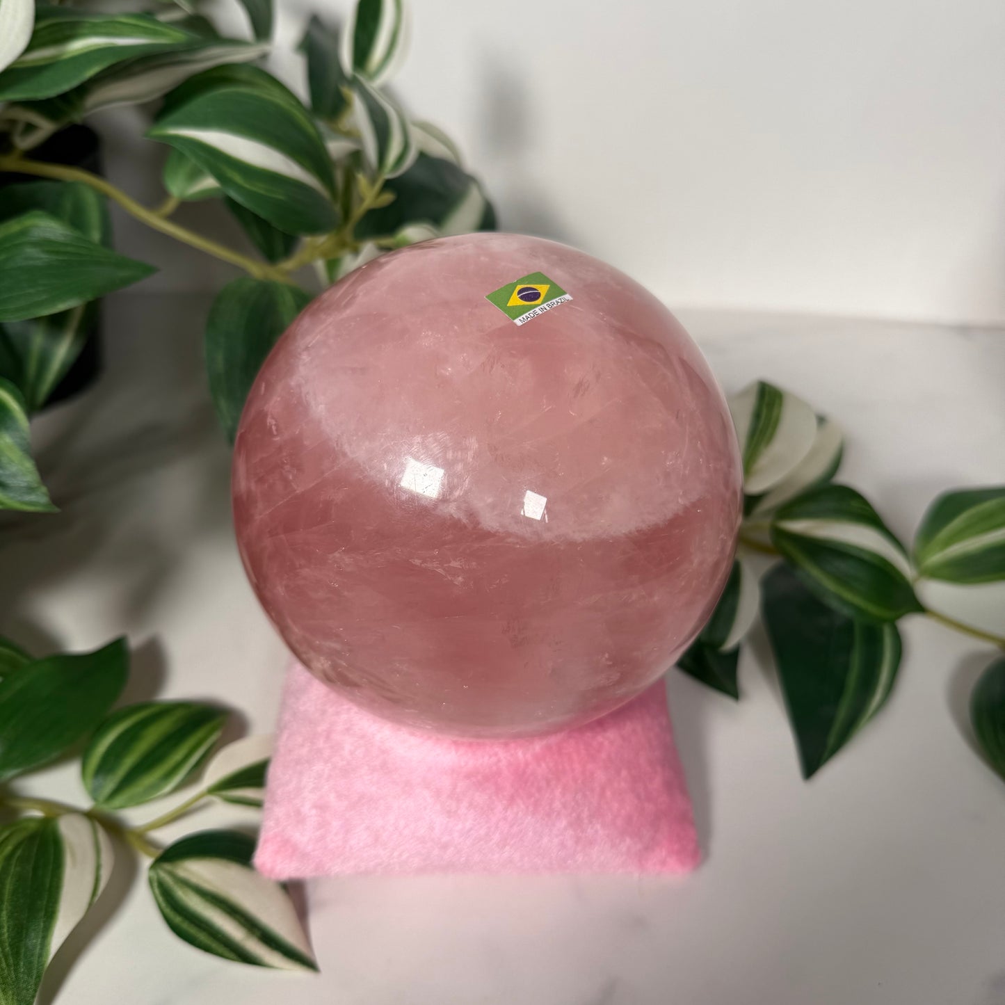 Rose quartz statement sphere