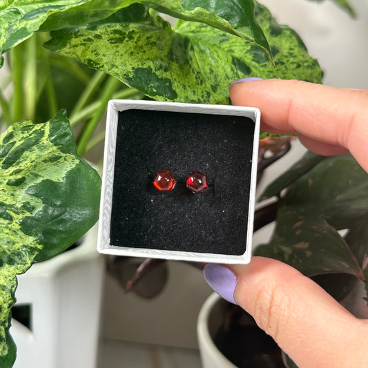 Amber hexagon stud earrings