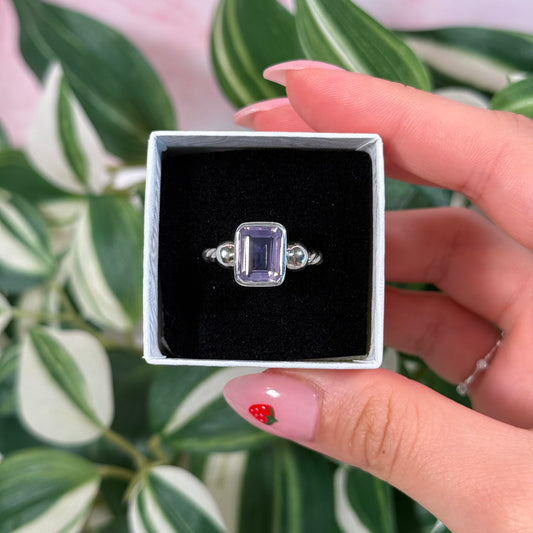 Lavender moon quartz twist ring (sizes 7, 9)