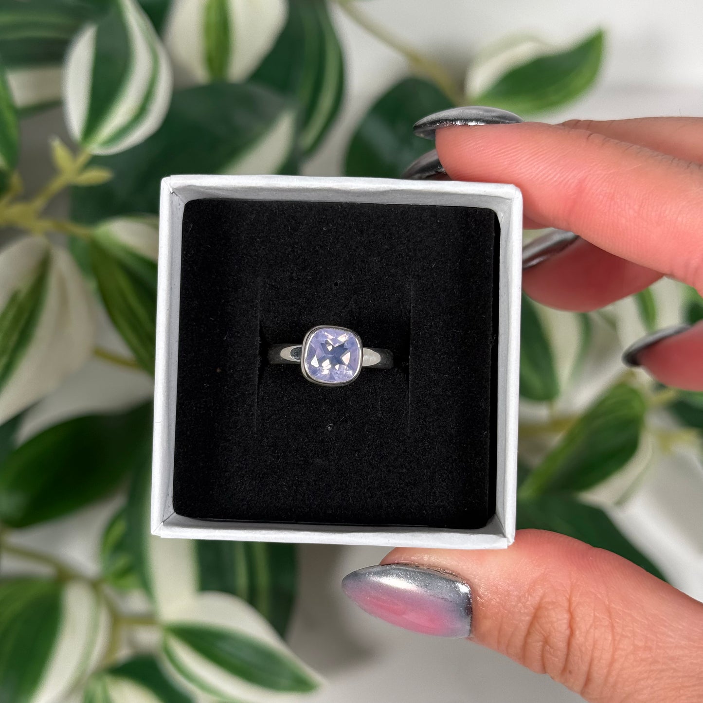 Size 5 lavender moon quartz ring