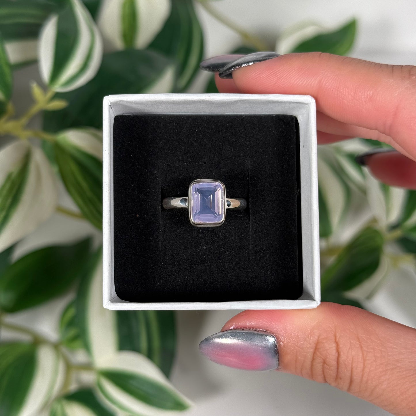 Size 8 lavender moon quartz ring A