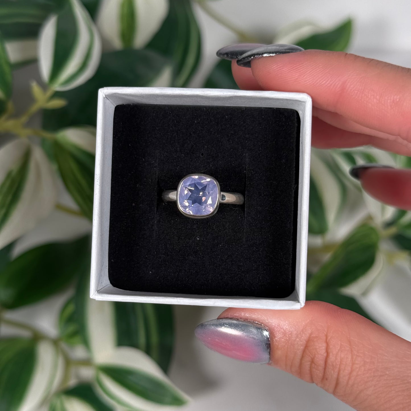 Size 8 lavender moon quartz ring B