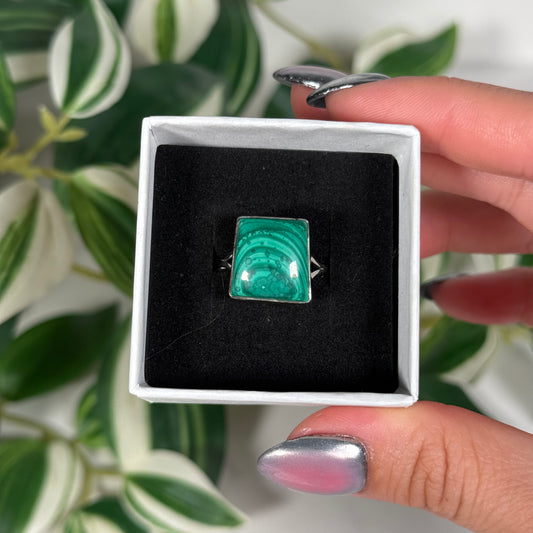 Size 9 malachite ring