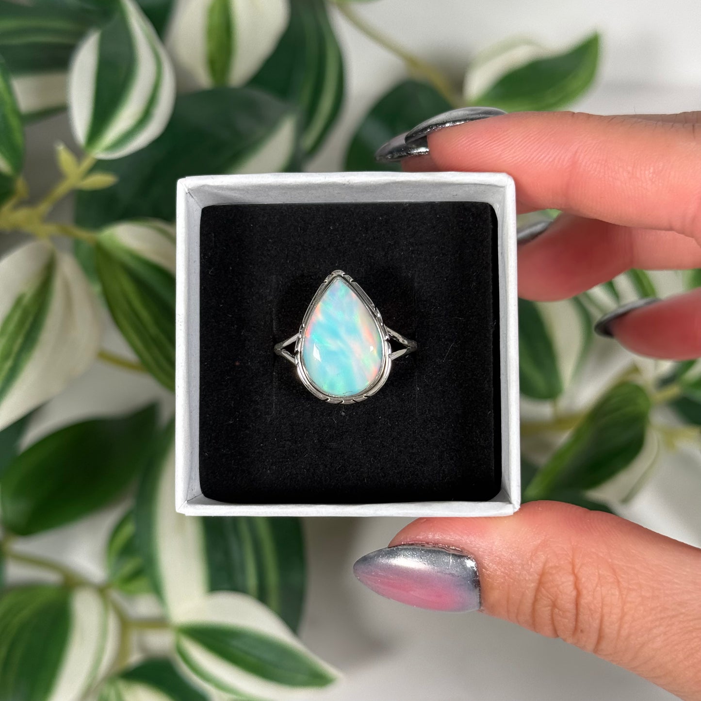 Size 10 galaxy opal ring