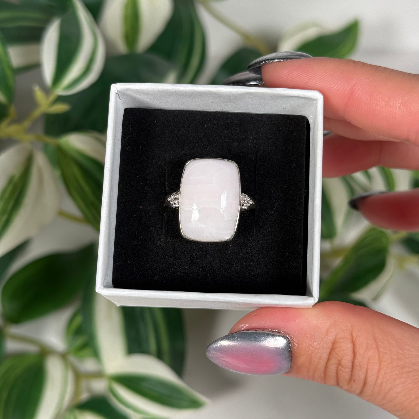 Size 10 pink aragonite ring