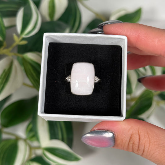 Size 10 pink aragonite ring