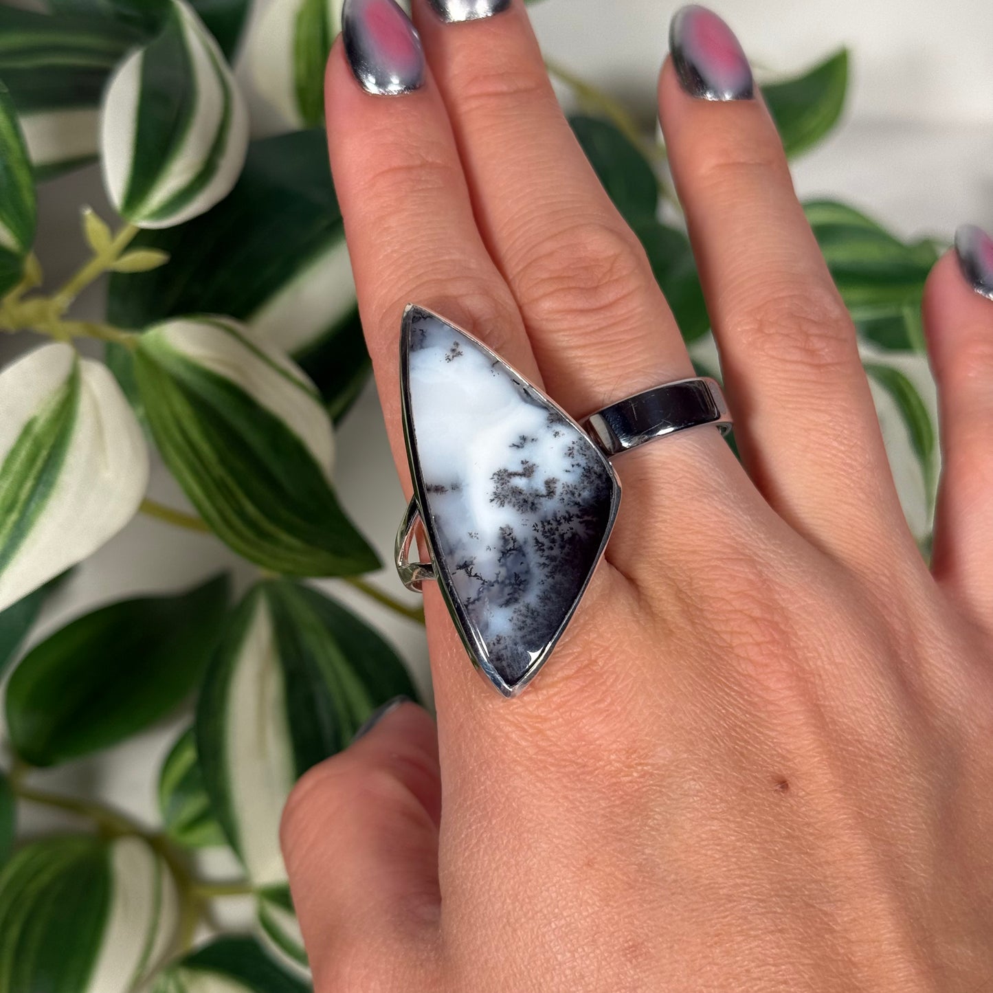 Size 12 dendritic opal ring
