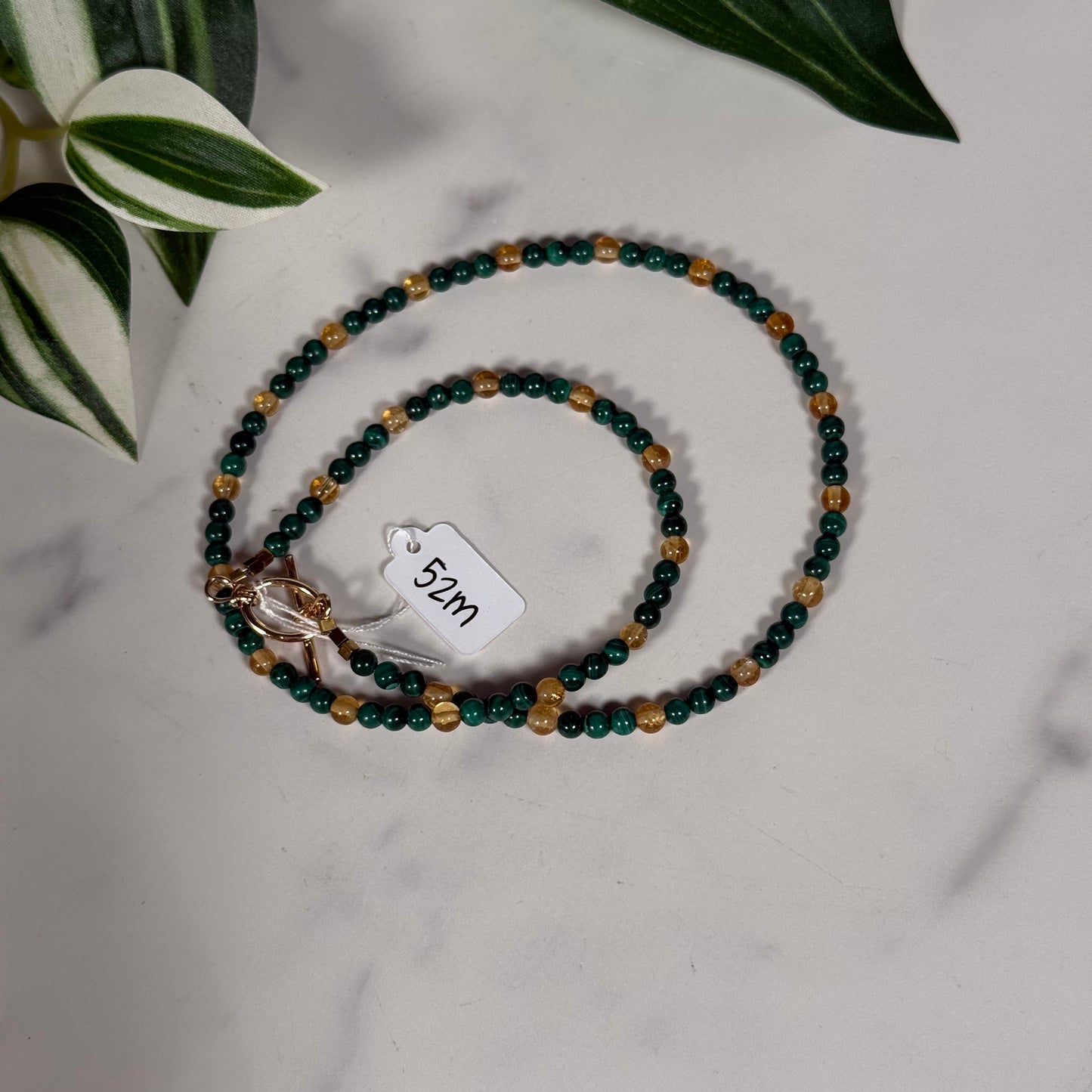 Malachite and citrine gold clasp necklace