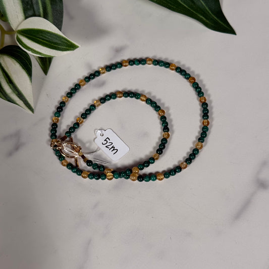 Malachite and citrine gold clasp necklace
