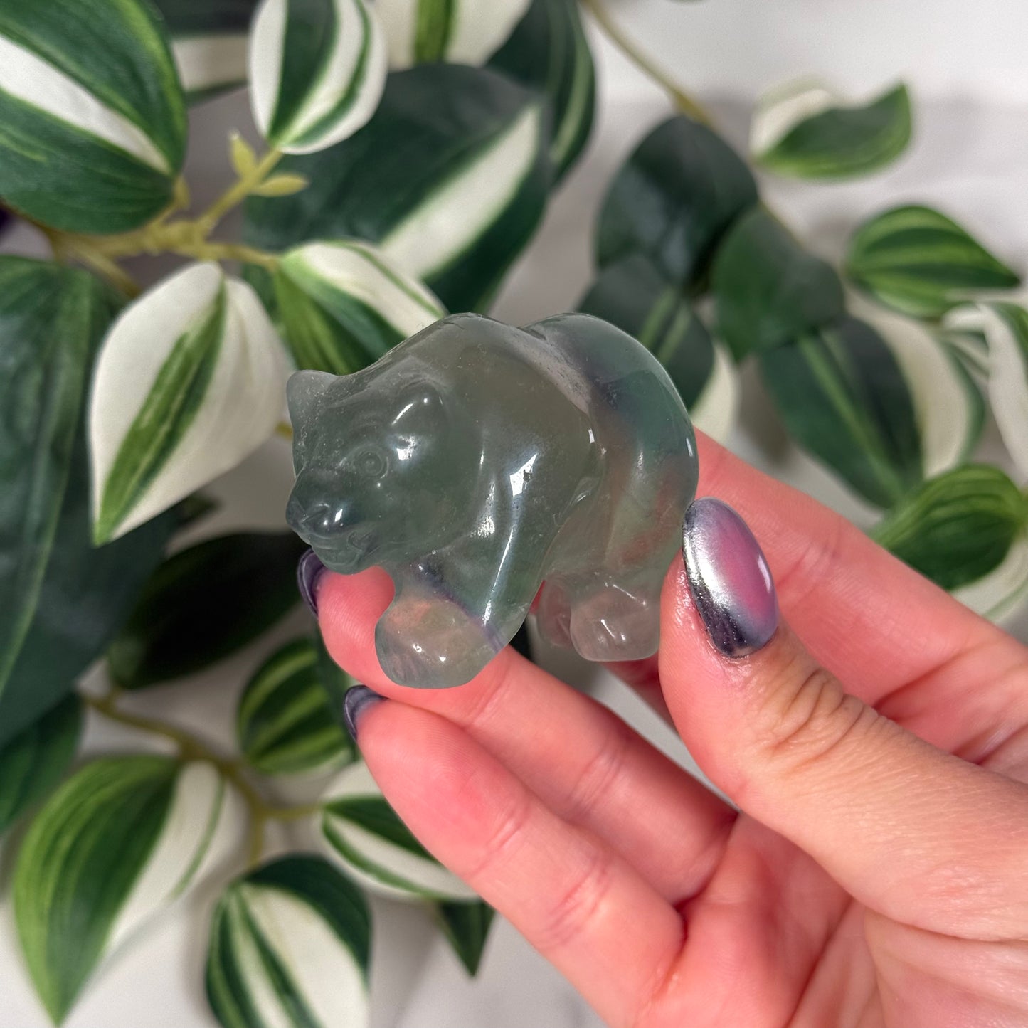 Green fluorite bear