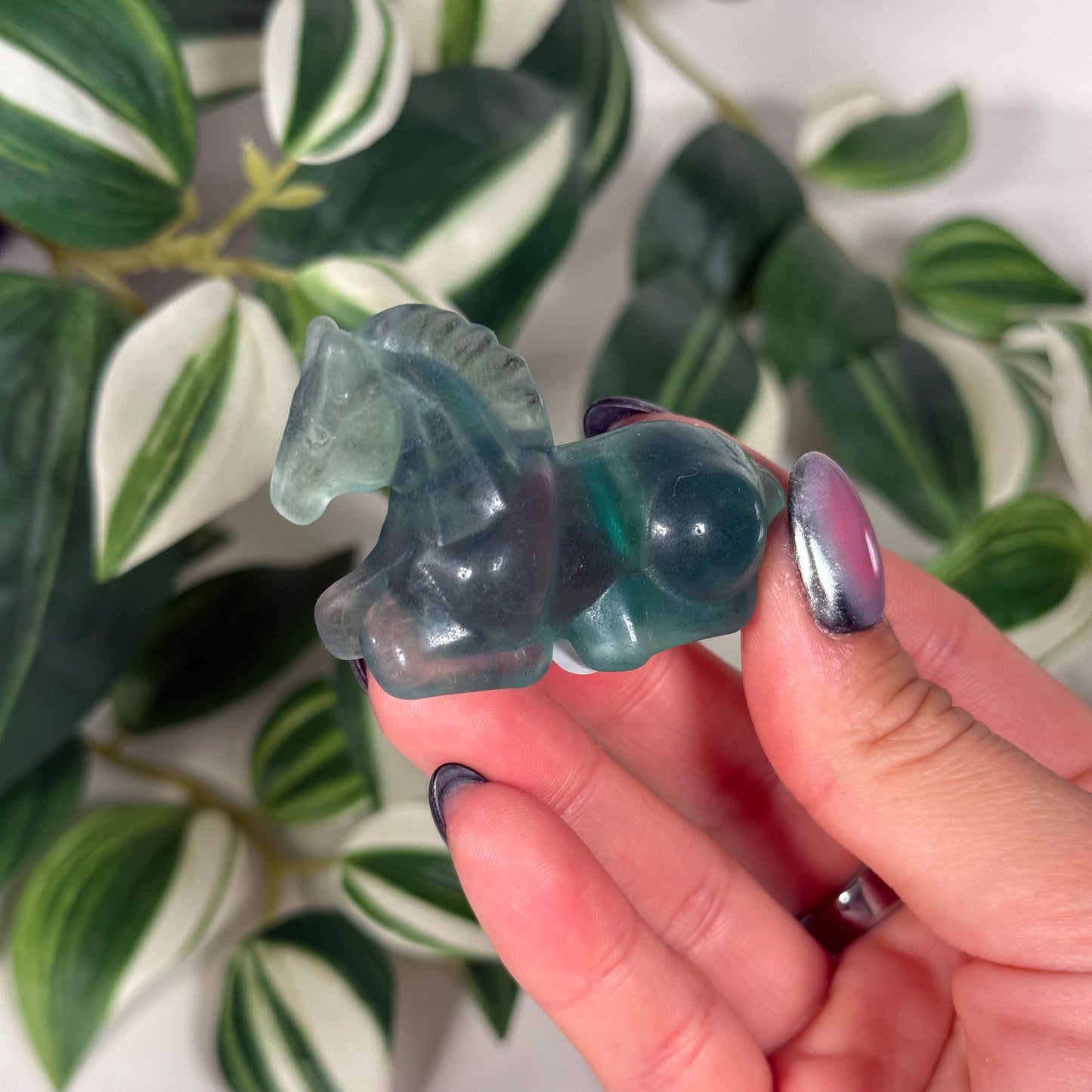 Green fluorite horse