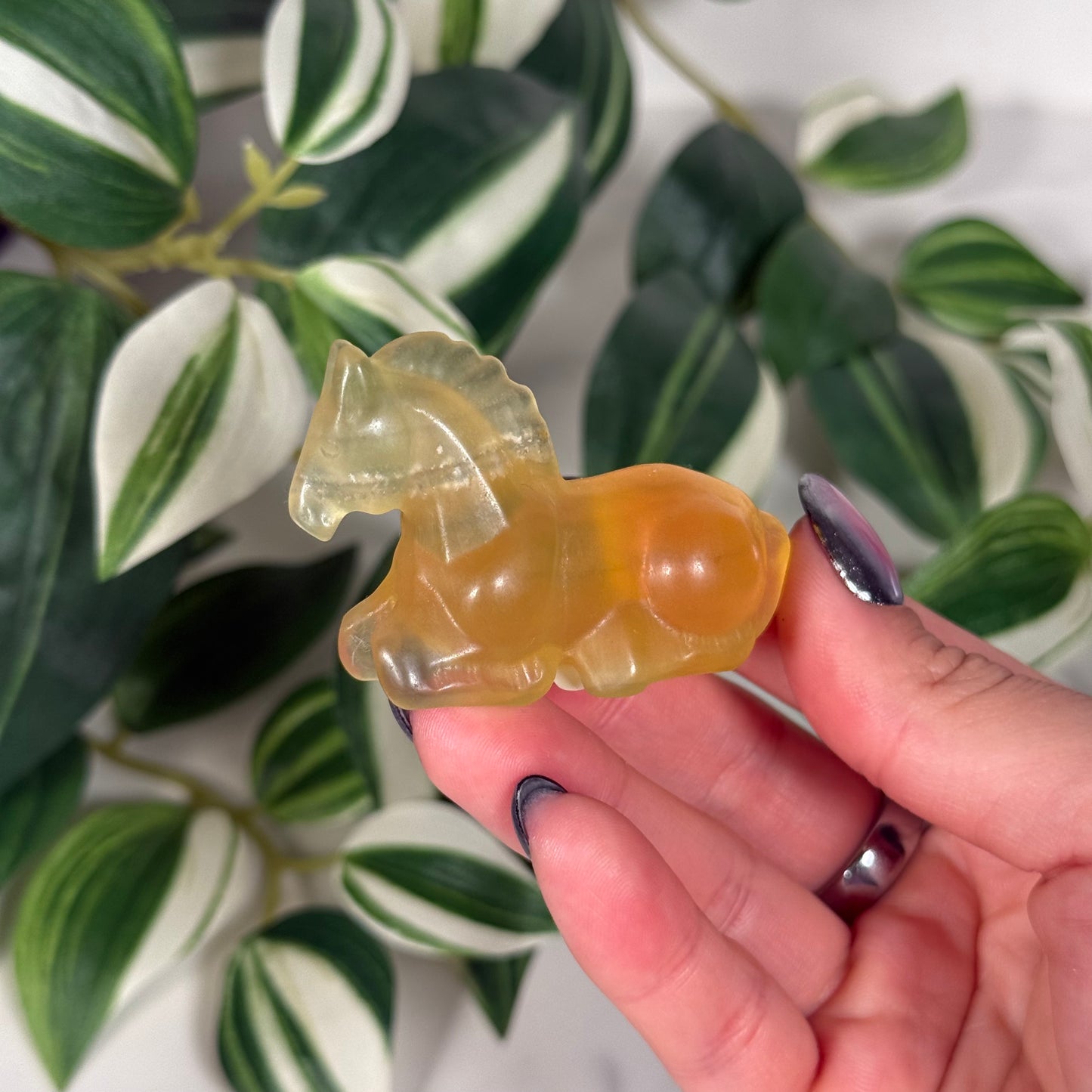 Yellow fluorite horse