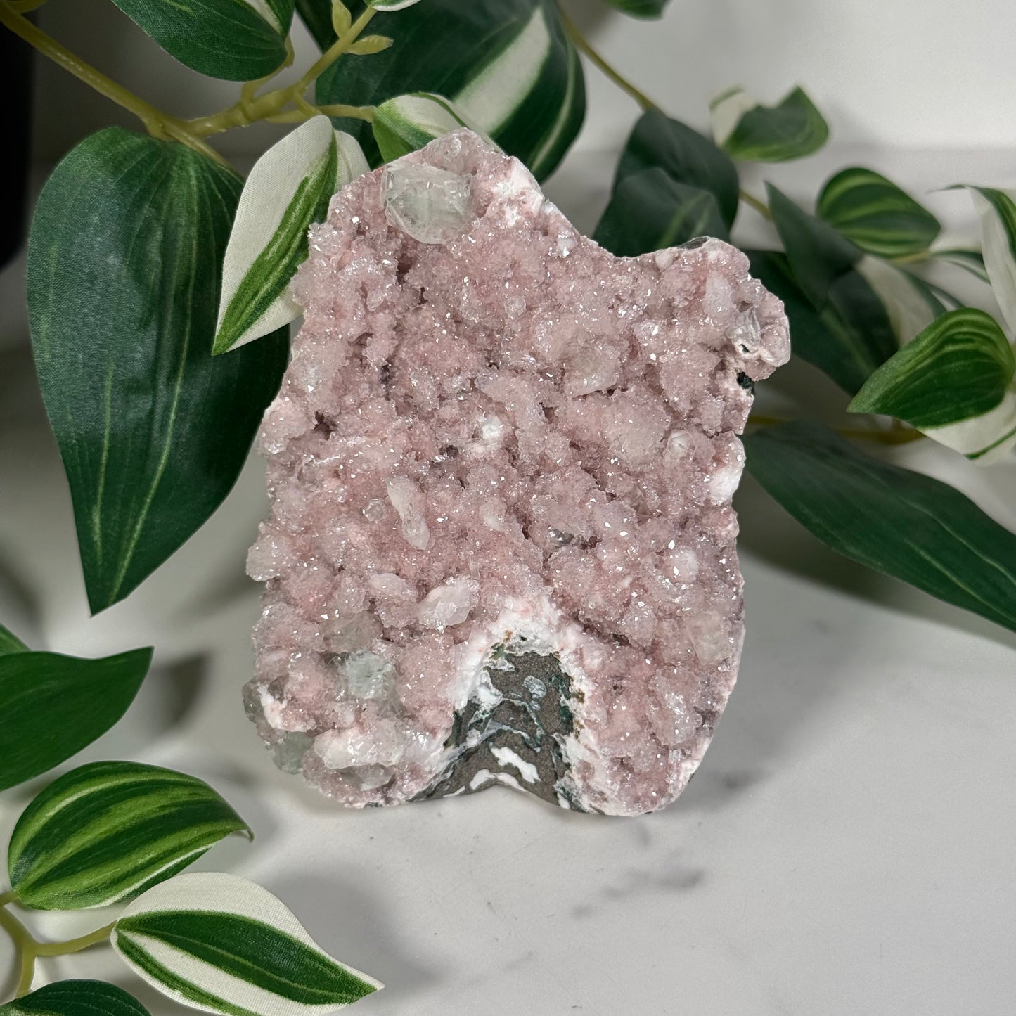 Pink heulandite with green apophyllite 146