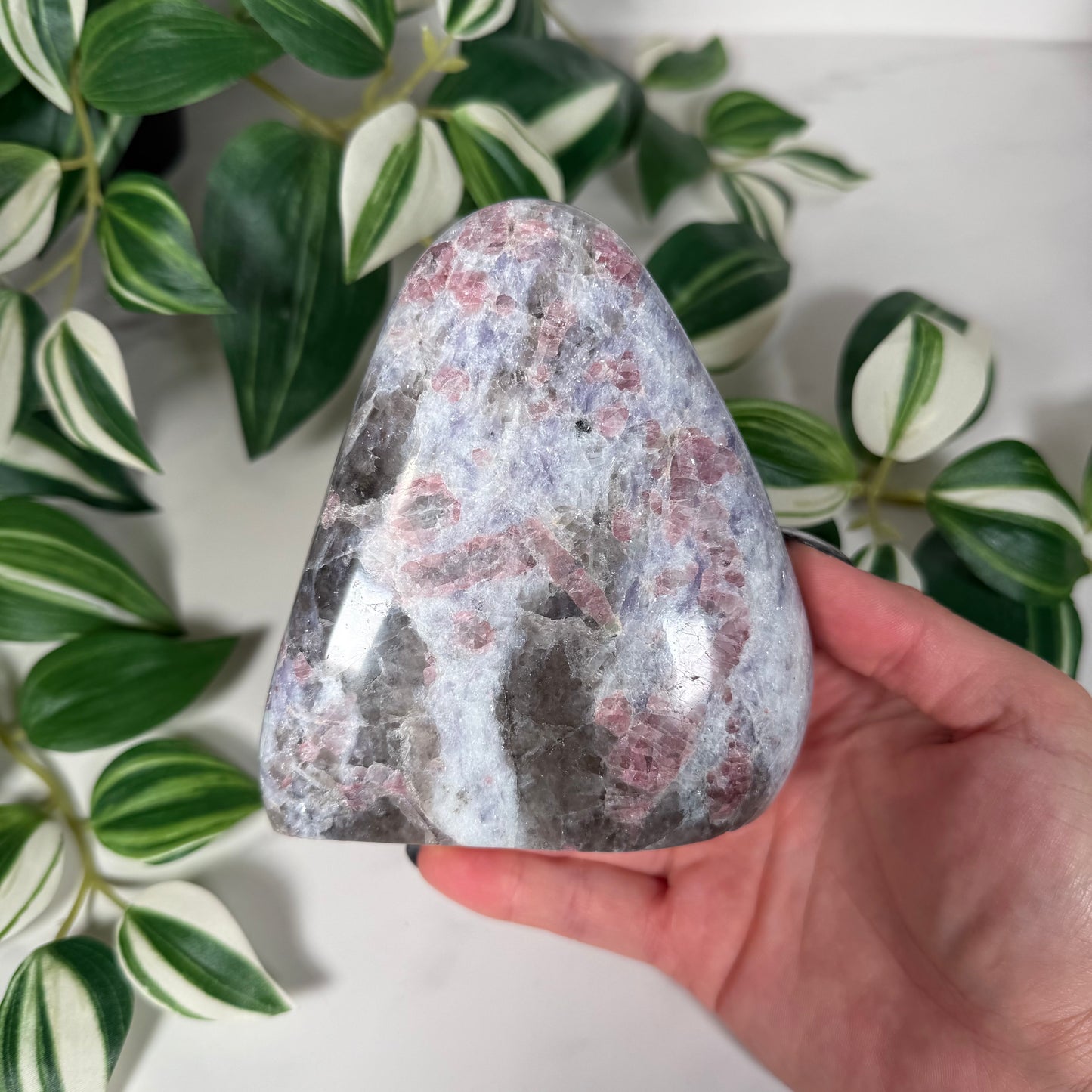 Lepidolite, pink tourmaline, smokey quartz freeform 171